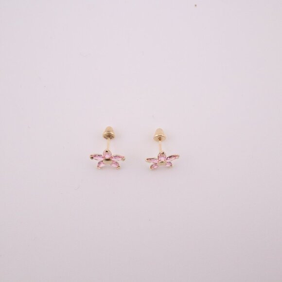 Elegant Women's 14k Gold Pink Flower Stud Earrings Delicate Floral Jewelry ** - Picture 11 of 11